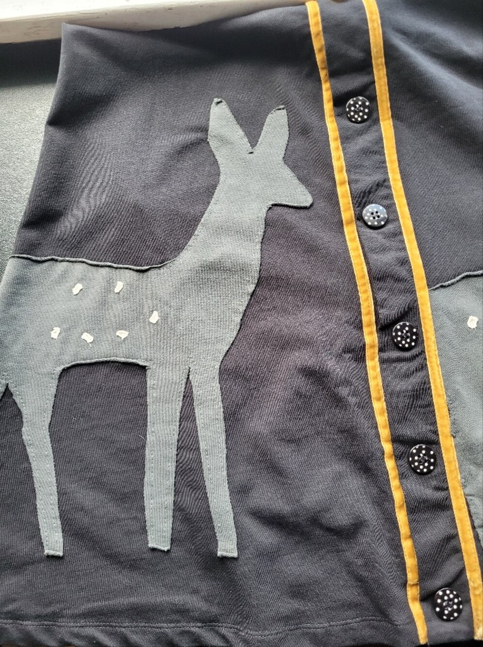 HEEL Athens Lab Organic Cotton Deer Applique A-Line Dress, VGUC, Size L - Picture 6 of 7